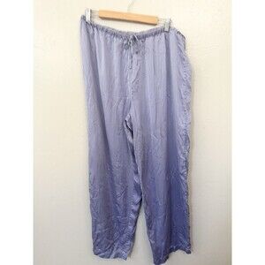 Dillards Lavender Purple Silk Lounge Pajama Pants Drawstring Wide Leg Sz Large